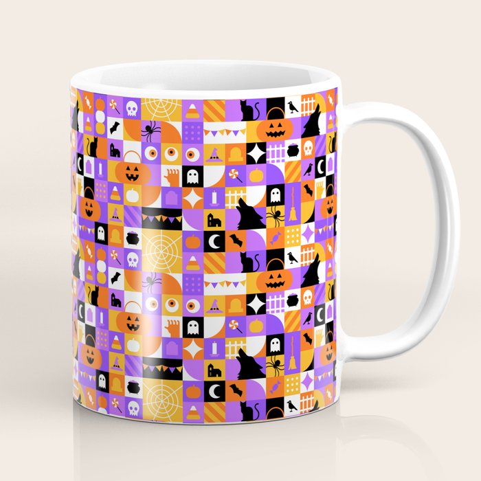 Geometric halloween mosaic pattern Coffee Mug Gallery Image 1
