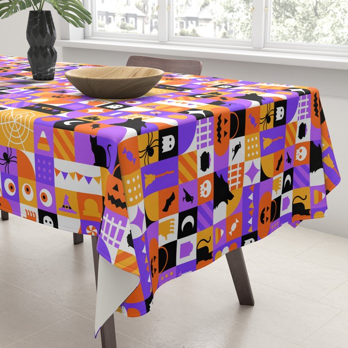 Geometric halloween mosaic pattern Tablecloth Gallery Image 3