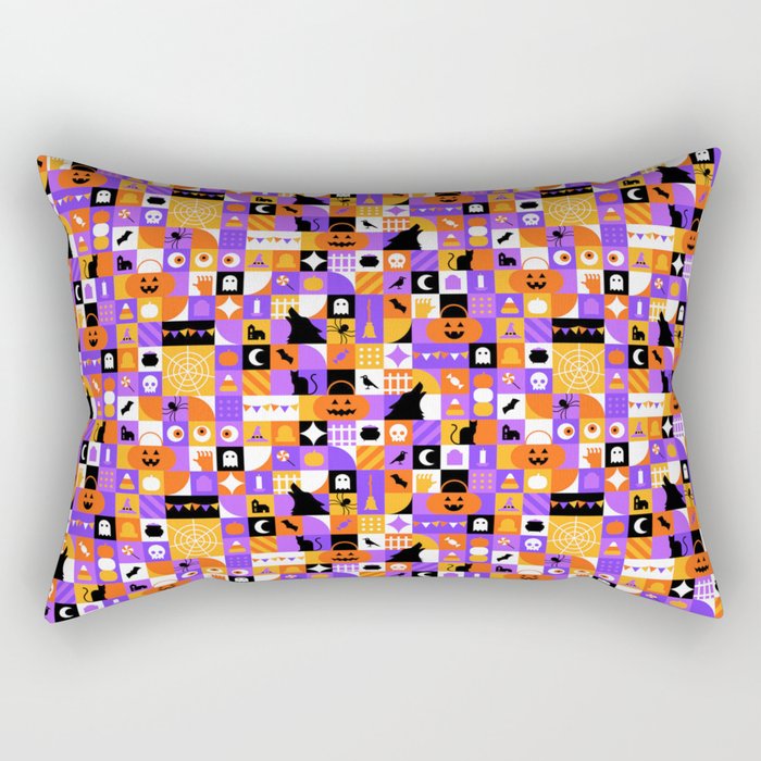 Geometric halloween mosaic pattern Rectangular Pillow Gallery Image 1