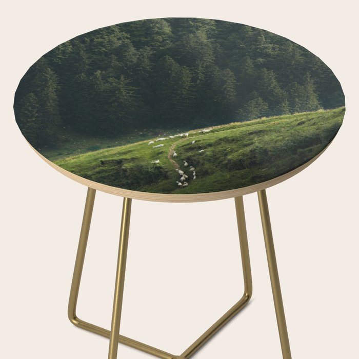 Sheep Trail in a Forest during a calm morning Side Table Gallery Image 2