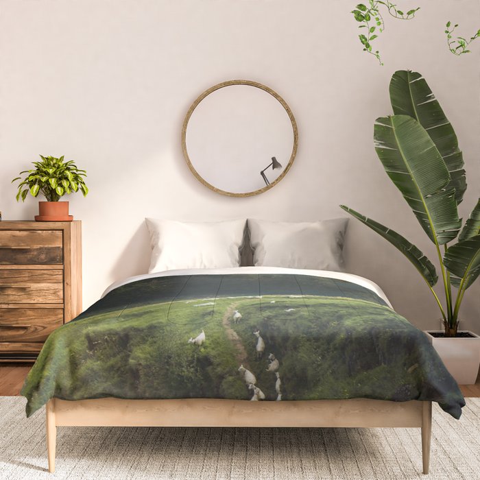 Sheep Trail in a Forest during a calm morning Comforter Gallery Image 3
