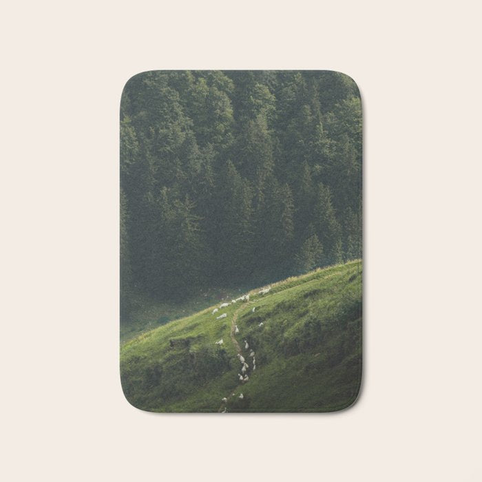 Sheep Trail in a Forest during a calm morning Bath Mat Gallery Image 1