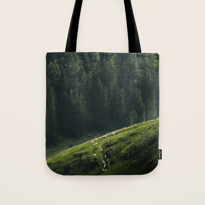 Sheep Trail in a Forest during a calm morning Tote Bag Gallery Image 1