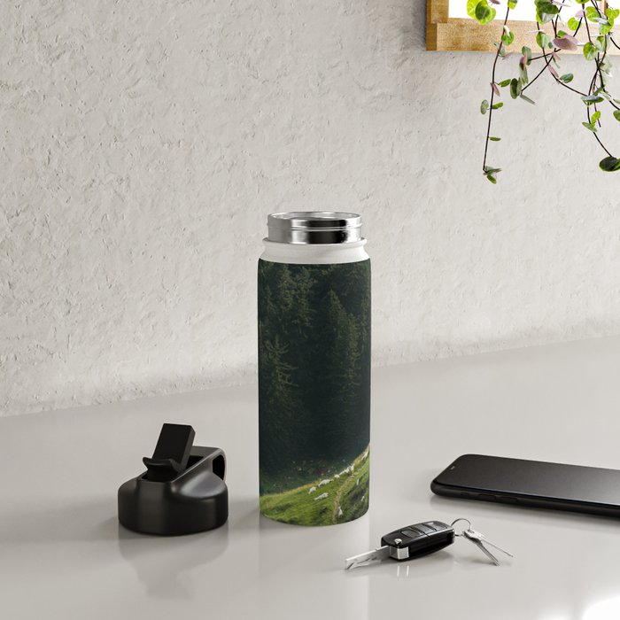 Sheep Trail in a Forest during a calm morning Water Bottle Gallery Image 4