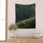 Sheep Trail in a Forest during a calm morning Wall Tapestry Gallery Image 2