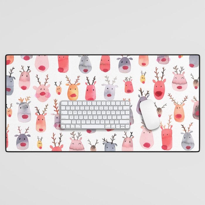 Christmas Winter Cute Reindeers Desk Mat Gallery Image 1