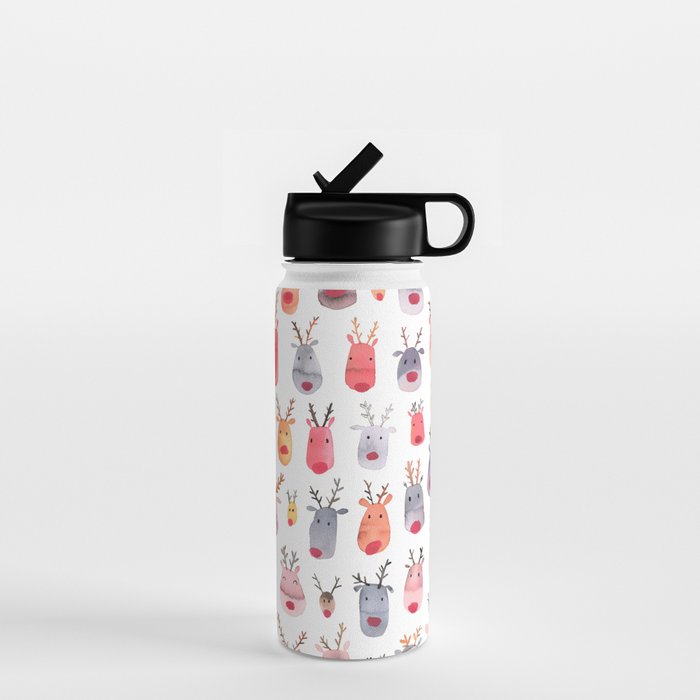 Christmas Winter Cute Reindeers Water Bottle Gallery Image 1