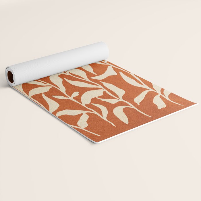 Cognac Leaves: Mid Century Terracotta Edition Yoga Mat Gallery Image 2