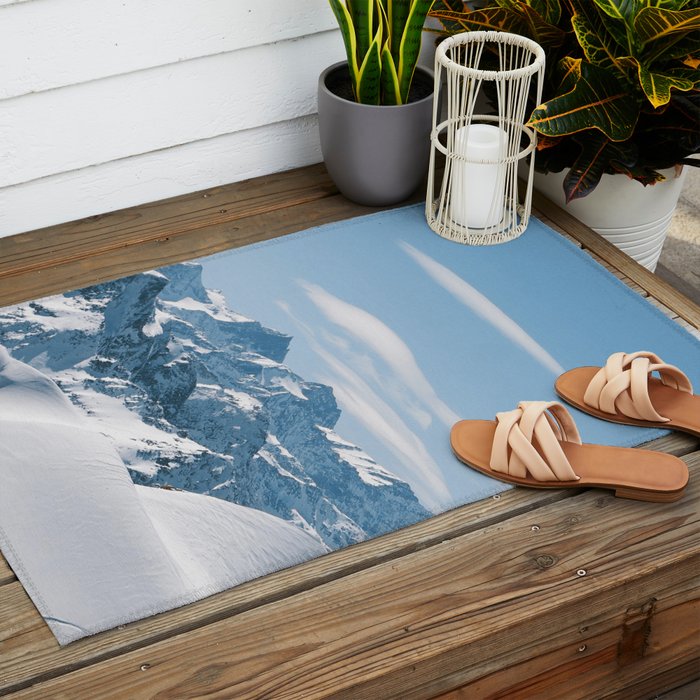Snowy mountain range Outdoor Rug Gallery Image 2