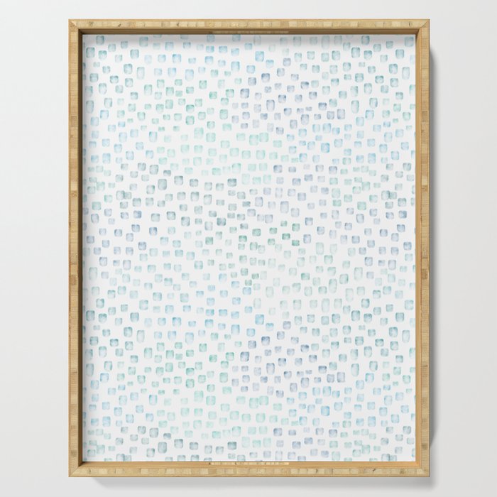 Sea Glass Watercolor // Turquoise Blue and Green Ocean Glass Beach Art Serving Tray Gallery Image 1