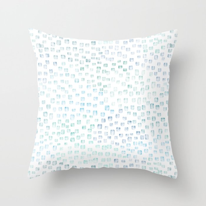 Sea Glass Watercolor // Turquoise Blue and Green Ocean Glass Beach Art Throw Pillow Gallery Image 6