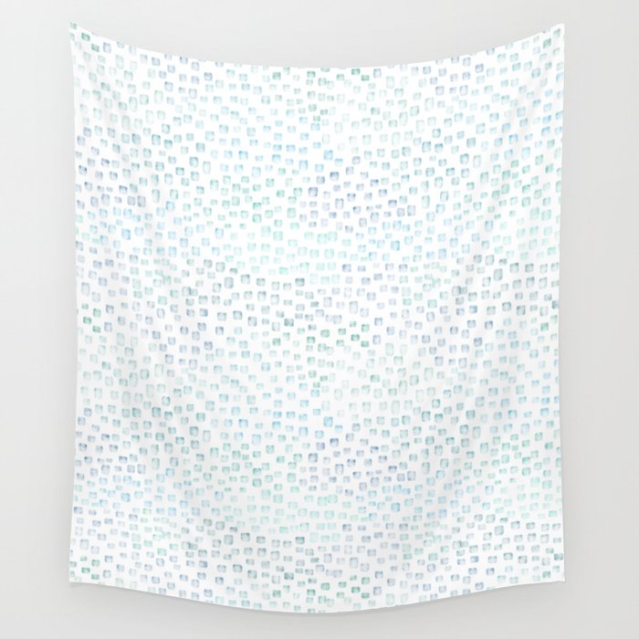 Sea Glass Watercolor // Turquoise Blue and Green Ocean Glass Beach Art Wall Tapestry Gallery Image 1