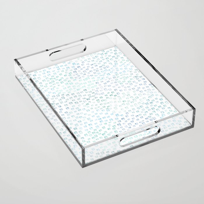Sea Glass Watercolor // Turquoise Blue and Green Ocean Glass Beach Art Acrylic Tray Gallery Image 1