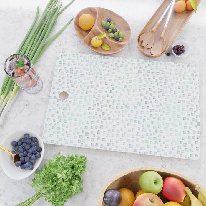 Sea Glass Watercolor // Turquoise Blue and Green Ocean Glass Beach Art Cutting Board Gallery Image 2