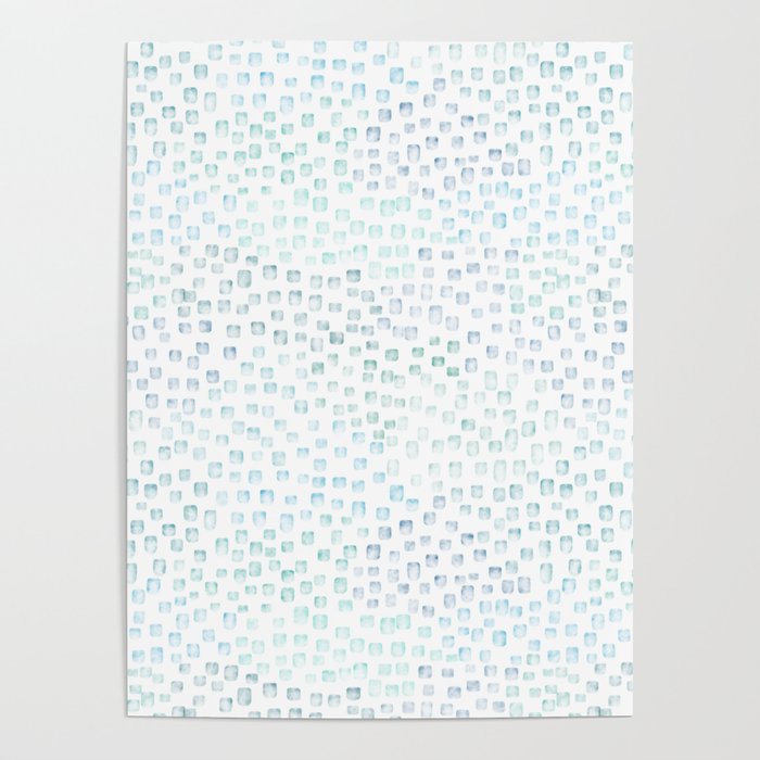 Sea Glass Watercolor // Turquoise Blue and Green Ocean Glass Beach Art Poster
