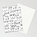 Boobs Pattern - black and white line drawing, life drawing, feminine art Stationery Card Gallery Image 2