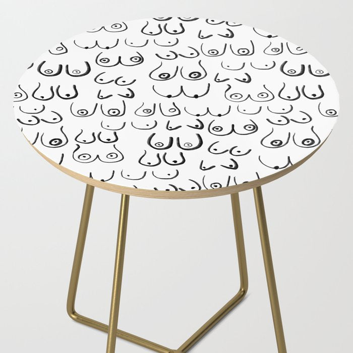 Boobs Pattern - black and white line drawing, life drawing, feminine art Side Table Gallery Image 2