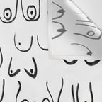 Boobs Pattern - black and white line drawing, life drawing, feminine art Wall Tapestry Gallery Image 3