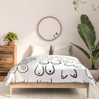 Boobs Pattern - black and white line drawing, life drawing, feminine art Comforter Gallery Image 3