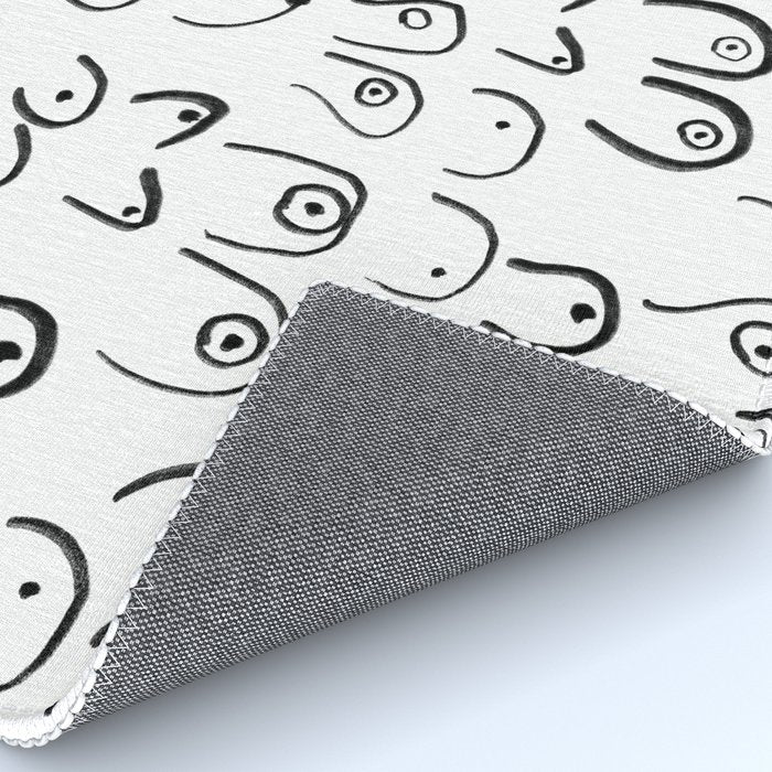 Boobs Pattern - black and white line drawing, life drawing, feminine art Rug Gallery Image 4