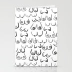 Boobs Pattern - black and white line drawing, life drawing, feminine art Stationery Card Gallery Image 2