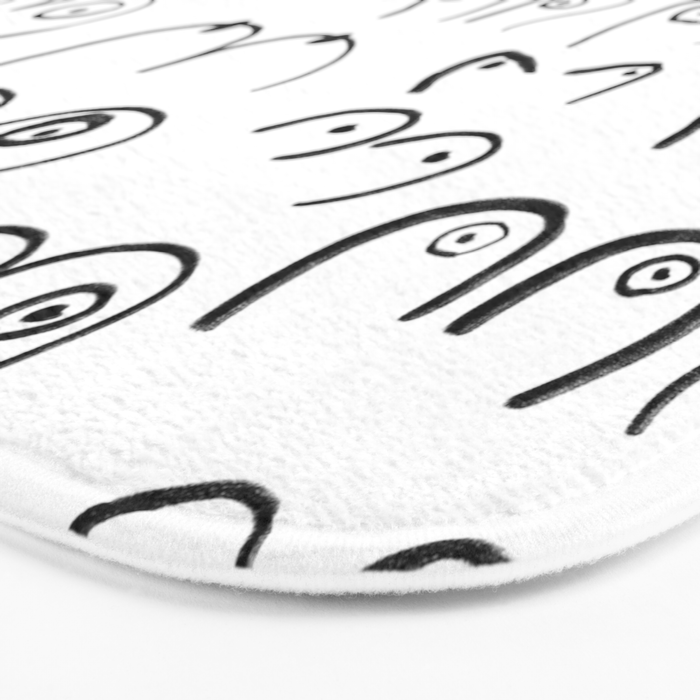 Boobs Pattern - black and white line drawing, life drawing, feminine art Bath Mat Gallery Image 3