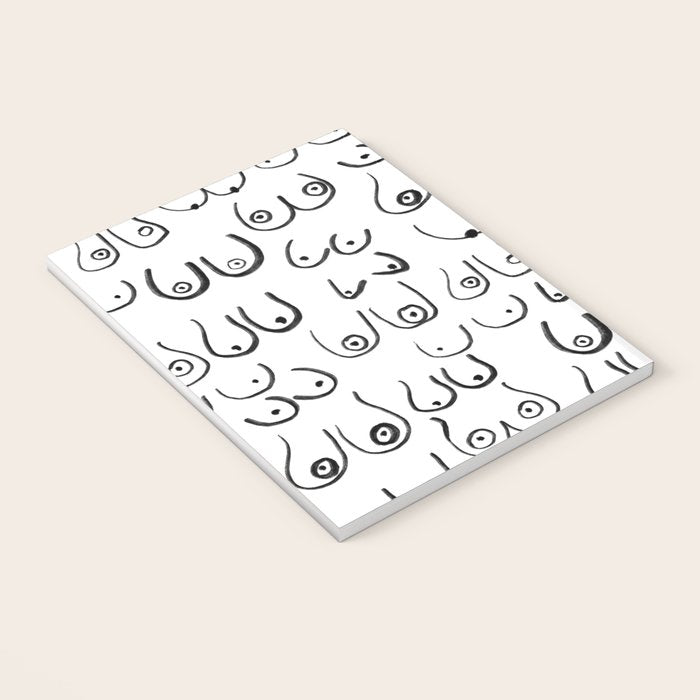 Boobs Pattern - black and white line drawing, life drawing, feminine art Notebook Gallery Image 3