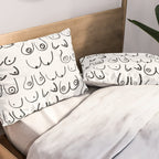 Boobs Pattern - black and white line drawing, life drawing, feminine art Pillow Sham Gallery Image 2