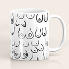 Boobs Pattern - black and white line drawing, life drawing, feminine art Coffee Mug Gallery Image 1