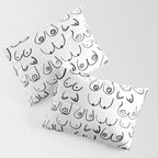 Boobs Pattern - black and white line drawing, life drawing, feminine art Pillow Sham Gallery Image 3