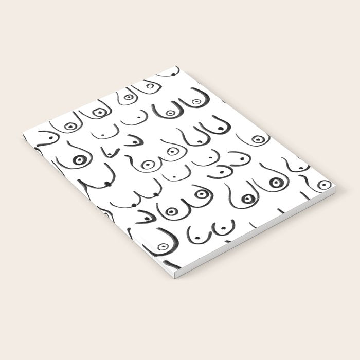 Boobs Pattern - black and white line drawing, life drawing, feminine art Notebook Gallery Image 2
