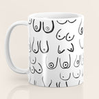 Boobs Pattern - black and white line drawing, life drawing, feminine art Coffee Mug Gallery Image 3