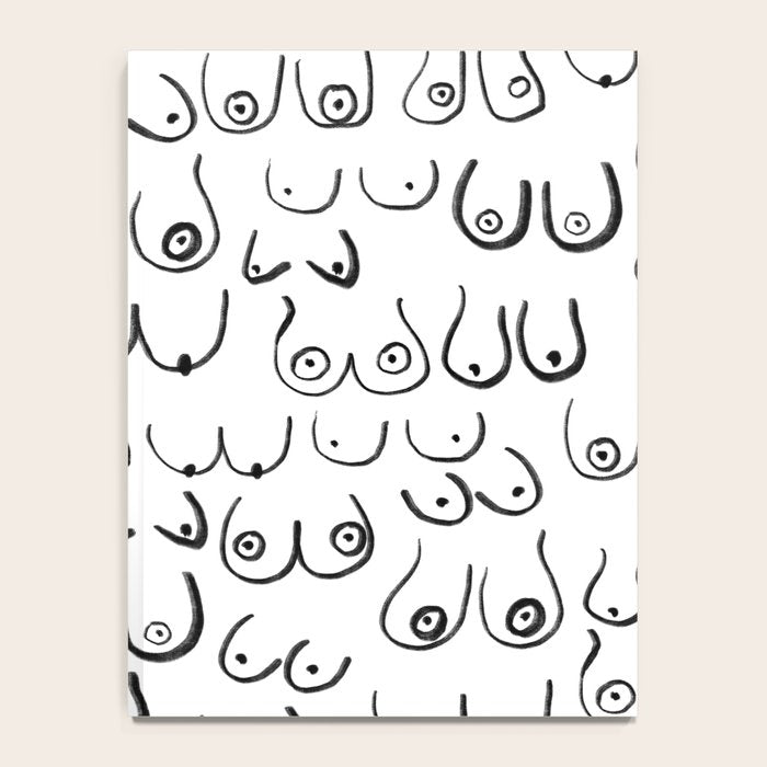 Boobs Pattern - black and white line drawing, life drawing, feminine art Notebook Gallery Image 4
