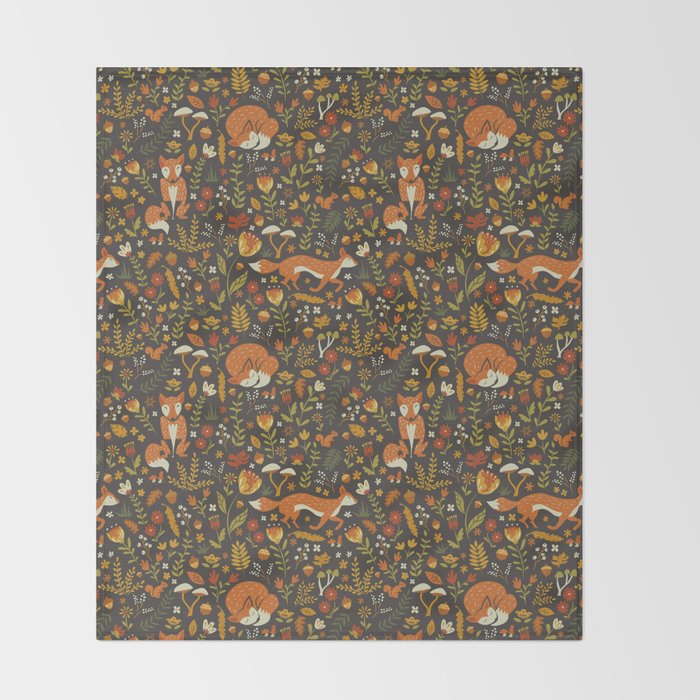 Fox in an Autumn Garden Throw Blanket Gallery Image 2