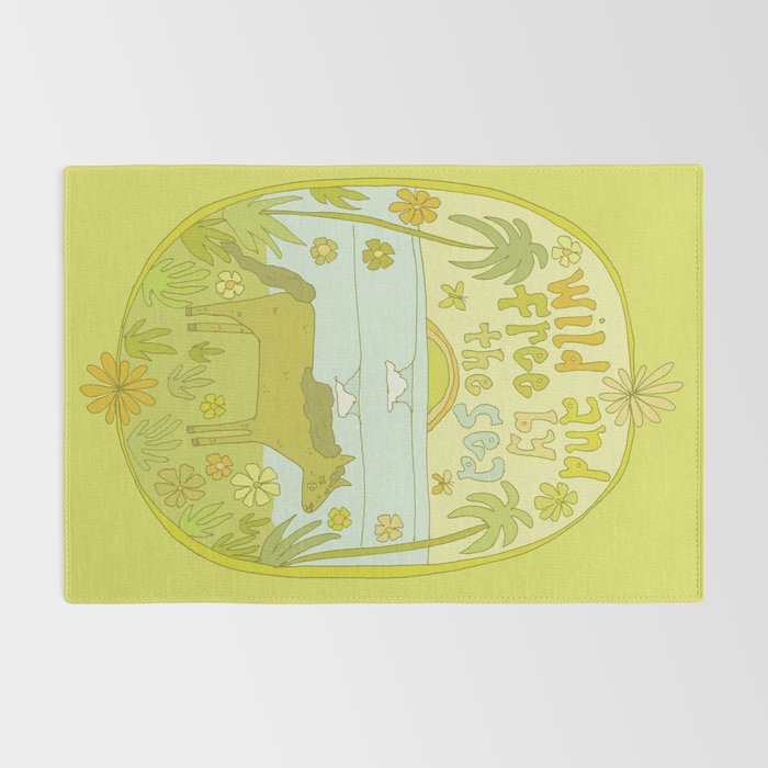 wild horses by the sea // retro surf art by surfy birdy Rug Gallery Image 2