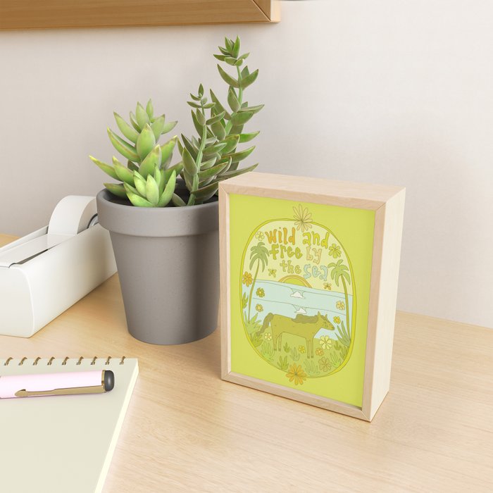wild horses by the sea // retro surf art by surfy birdy Mini Art Print Gallery Image 2