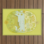 wild horses by the sea // retro surf art by surfy birdy Outdoor Rug Gallery Image 1