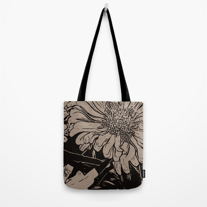 Dahlia Taupe and Black Tote Bag Gallery Image 2