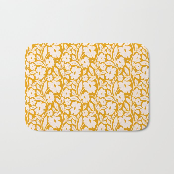 Tropical Vines Pattern - Gold Yellow Bath Mat Gallery Image 1