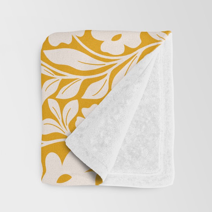 Tropical Vines Pattern - Gold Yellow Throw Blanket Gallery Image 3