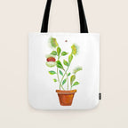Venus Fly Trap Watercolor Tote Bag Gallery Image 1