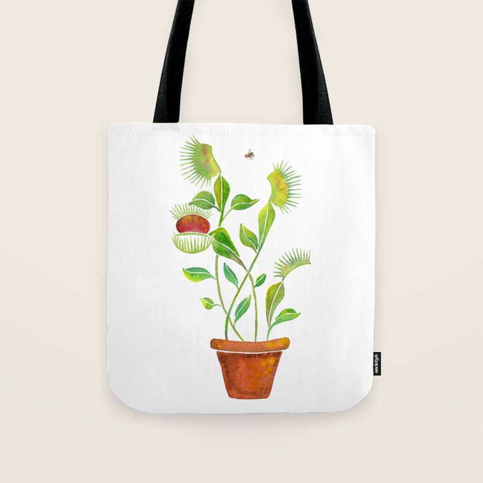 Venus Fly Trap Watercolor Tote Bag Gallery Image 1