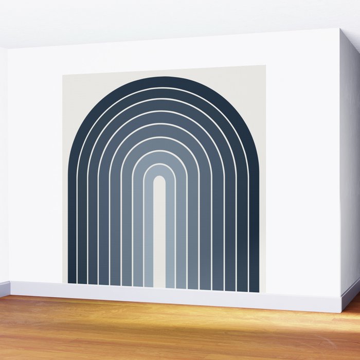 Gradient Arch II Natural Blue Mid Century Modern Rainbow Wall Mural Gallery Image 2