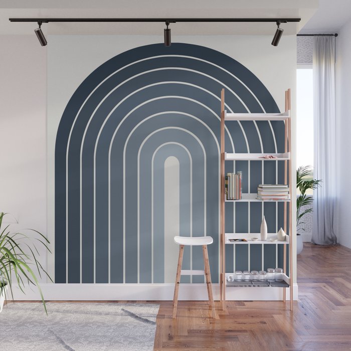 Gradient Arch II Natural Blue Mid Century Modern Rainbow Wall Mural Gallery Image 1