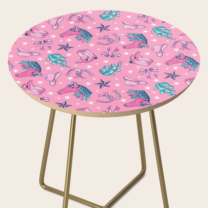 Cowgirl Christmas - pink and teal Side Table Gallery Image 2