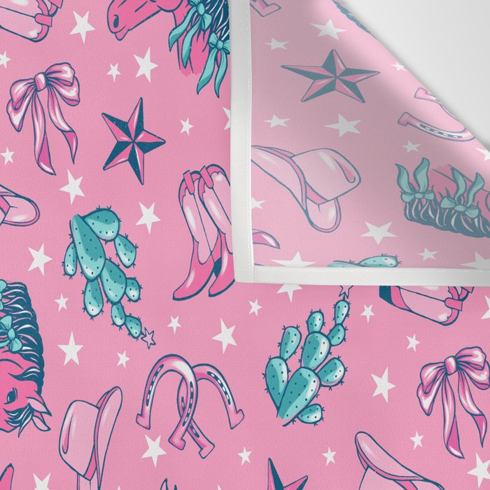 Cowgirl Christmas - pink and teal Wall Tapestry Gallery Image 3