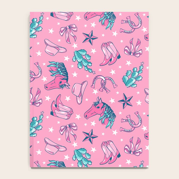 Cowgirl Christmas - pink and teal Notebook Gallery Image 4