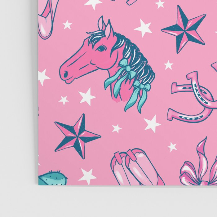 Cowgirl Christmas - pink and teal Poster Gallery Image 3