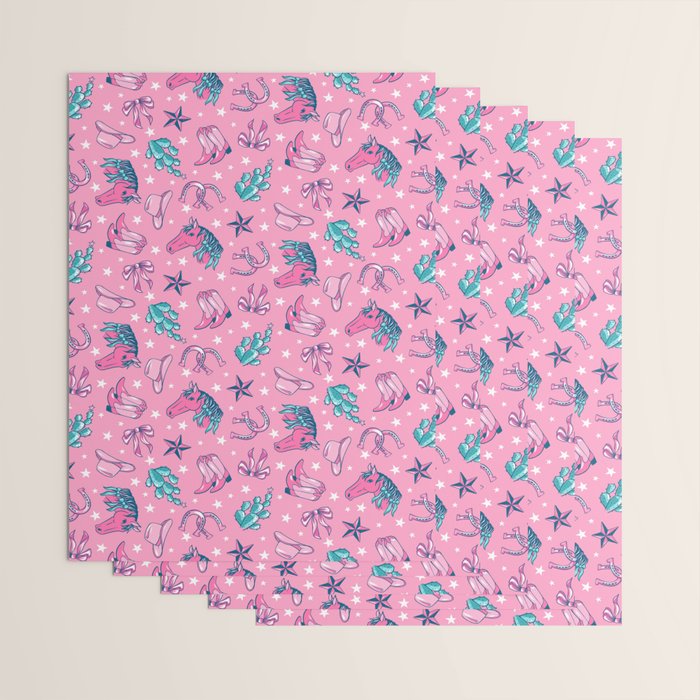 Cowgirl Christmas - pink and teal Wrapping Paper Gallery Image 3