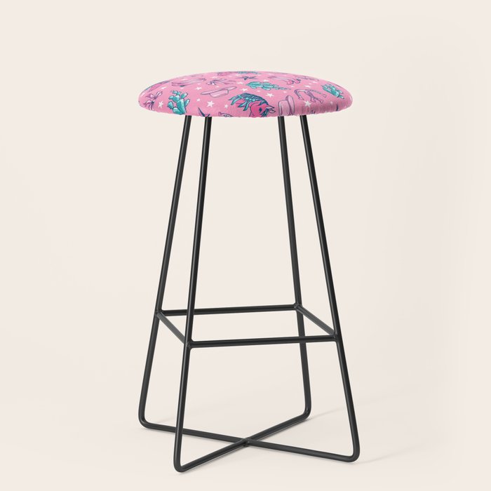 Cowgirl Christmas - pink and teal Stool Gallery Image 1